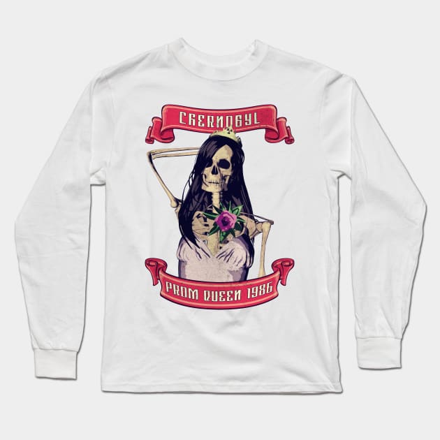 Skeleton Prom Queen Long Sleeve T-Shirt by Drop23